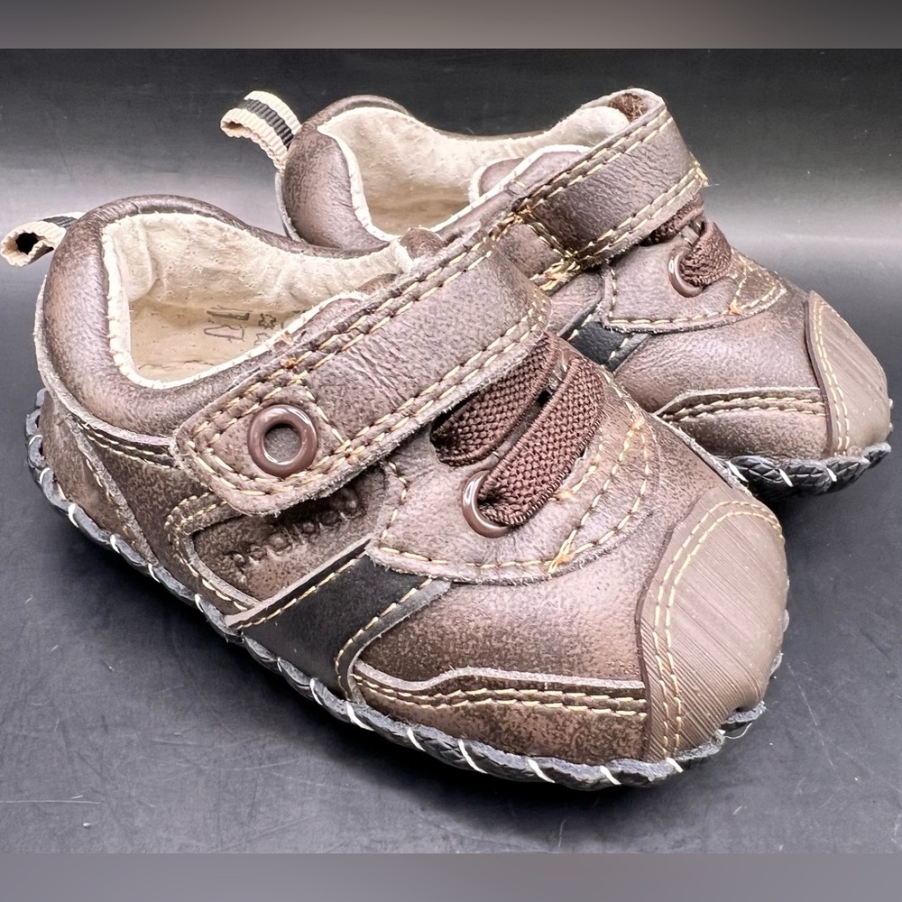 pediped- Franklin, Chocolate Brown Gripper Baby Walker Shoes, Size:0-6 months‎